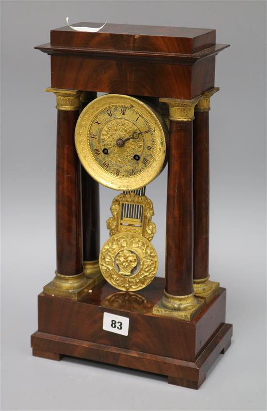 A mahogany Portico clock height 39cm